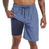 image:imageFT FENTENG Mens Swim Trunks with Compression Liner 9 Board Shorts 2 in 1 Quick Dry Bathing Suits with Zipper PocketsGrey Bluec