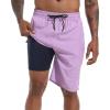 image:imageFT FENTENG Mens Swim Trunks with Compression Liner 9 Board Shorts 2 in 1 Quick Dry Bathing Suits with Zipper PocketsLavenderc