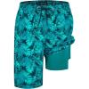 image:imageMens Swim Trunks with Compression Liner Turquoise Tropical Leaves Men Bathing Suit Mens Swimming Trunks with Zipper Pockets 9 inch inseam Mens Board Shorts Swimwear Quick Dry Swimsuits XL
