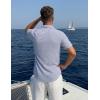 image:imageLzzidou Mens Casual Striped Shirt Summer Short Sleeve Button Up Shirts with a Chest PocketBlue