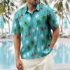image:imageMens Bowling Shirts 1950s Hawaiian Vintage Button Down Short Sleeve Shirts Summer Casual Holiday Beach ShirtsAllover Print Hawaii Ocean Blue Island