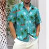 image:imageMens Bowling Shirts 1950s Hawaiian Vintage Button Down Short Sleeve Shirts Summer Casual Holiday Beach ShirtsAllover Print Hawaii Ocean Blue Island