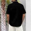 image:imageMens Bowling Shirts 1950s Hawaiian Vintage Button Down Short Sleeve Shirts Summer Casual Holiday Beach ShirtsBlack Red Coconut Tree