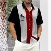 image:imageMens Bowling Shirts 1950s Hawaiian Vintage Button Down Short Sleeve Shirts Summer Casual Holiday Beach ShirtsBlack Red Coconut Tree