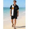 image:imageMens Bowling Shirts 1950s Hawaiian Vintage Button Down Short Sleeve Shirts Summer Casual Holiday Beach ShirtsBlack Sunset Palm Tree