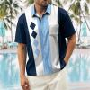 image:imageMens Bowling Shirts 1950s Hawaiian Vintage Button Down Short Sleeve Shirts Summer Casual Holiday Beach ShirtsBlue Diamond Check