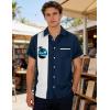 image:imageMens Bowling Shirts 1950s Hawaiian Vintage Button Down Short Sleeve Shirts Summer Casual Holiday Beach ShirtsBlue Navy Twilight Palm Tree
