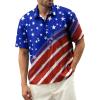 image:imageMens Bowling Shirts 1950s Hawaiian Vintage Button Down Short Sleeve Shirts Summer Casual Holiday Beach ShirtsBlue Red American Flag
