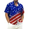 image:imageMens Bowling Shirts 1950s Hawaiian Vintage Button Down Short Sleeve Shirts Summer Casual Holiday Beach ShirtsBlue Red American Flag