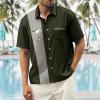 image:imageMens Bowling Shirts 1950s Hawaiian Vintage Button Down Short Sleeve Shirts Summer Casual Holiday Beach ShirtsCocktail Martini Olive Green