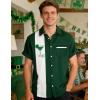image:imageMens Bowling Shirts 1950s Hawaiian Vintage Button Down Short Sleeve Shirts Summer Casual Holiday Beach ShirtsGreen Four Leaf Clover Martini