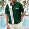 image:imageMens Bowling Shirts 1950s Hawaiian Vintage Button Down Short Sleeve Shirts Summer Casual Holiday Beach ShirtsGreen Four Leaf Clover Martini