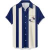 image:imageMens Bowling Shirts 1950s Hawaiian Vintage Button Down Short Sleeve Shirts Summer Casual Holiday Beach ShirtsBlue Moon With Stripes