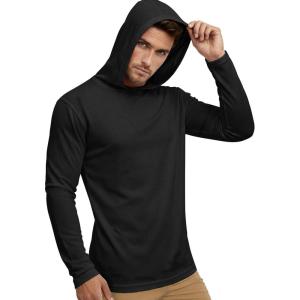 image:imageMens UPF 50 Long Sleeve Tee Shirts UV Sun Protection Quick Dry Tee Shirt Swim Athletic Running WorkoutZ1 Hoodie Black