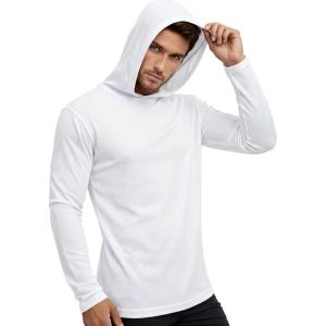 image:imageMens UPF 50 Long Sleeve Tee Shirts UV Sun Protection Quick Dry Tee Shirt Swim Athletic Running WorkoutZ1 Hoodie White
