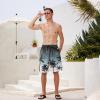 image:imageMens Swim Trunks Quick Dry Board Shorts with Mesh Lining Breathable Fit Print Beach Shorts Swimwear Bathing SuitsBlack White Palm