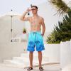 image:imageMens Swim Trunks Quick Dry Board Shorts with Mesh Lining Breathable Fit Print Beach Shorts Swimwear Bathing SuitsSky Blue Palm