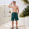 image:imageMens Swim Trunks Quick Dry Board Shorts with Mesh Lining Breathable Fit Print Beach Shorts Swimwear Bathing SuitsTurquoise Leaves