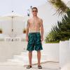 image:imageMens Swim Trunks Quick Dry Board Shorts with Mesh Lining Breathable Fit Print Beach Shorts Swimwear Bathing SuitsTurquoise Leaves