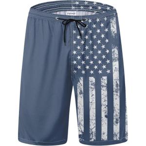 image:imageMens Swim Trunks Quick Dry Board Shorts with Mesh Lining Breathable Fit Print Beach Shorts Swimwear Bathing SuitsNavy Flag13