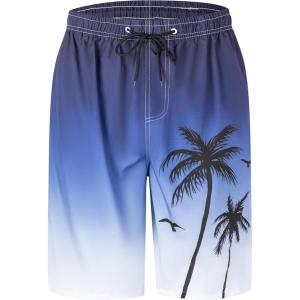 image:imageMens Swim Trunks Quick Dry Board Shorts with Mesh Lining Breathable Fit Print Beach Shorts Swimwear Bathing SuitsNavy Gradient Palm