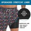 image:imageFT FENTENG Mens Swim Trunks with Compression Liner 5 Stretch Board Shorts Quick Dry Zipper Pockets 2 in 1 Mens Bathing SuitsBordeaux Game Dicec