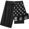 image:imageFT FENTENG Mens Swim Trunks with Compression Liner 9 Board Shorts 2 in 1 Quick Dry Beach Swimwear Bathing Suits for MenBlack Flagc