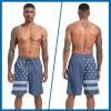 image:imageFT FENTENG Mens Swim Trunks with Compression Liner 9 Board Shorts 2 in 1 Quick Dry Beach Swimwear Bathing Suits for MenBlue Flagc