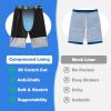 image:imageFT FENTENG Mens Swim Trunks with Compression Liner 9 Board Shorts 2 in 1 Quick Dry Beach Swimwear Bathing Suits for MenNeon Flamingoc