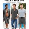 image:imageLzzidou Mens 2 Piece Outfit Short Set Striped Button Down Shirt and Drawstring Shorts Casual Summer Beach Matching SuitMidnight Black Stripe