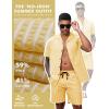 image:imageLzzidou Mens 2 Piece Outfit Short Set Striped Button Down Shirt and Drawstring Shorts Casual Summer Beach Matching SuitMustard Yellow Stripe