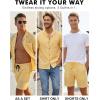 image:imageLzzidou Mens 2 Piece Outfit Short Set Striped Button Down Shirt and Drawstring Shorts Casual Summer Beach Matching SuitMustard Yellow Stripe