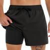 image:imageLzzidou Mens Swim Trunks 5 Inch Inseam with Compression Liner Quick Dry Bathing Suit Board Shorts SwimsuitBlack