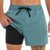 image:imageLzzidou Mens Swim Trunks 5 Inch Inseam with Compression Liner Quick Dry Bathing Suit Board Shorts SwimsuitBlue