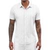 image:imageLzzidou Mens Short Sleeve Button Down Shirts Business Casual Wrinkle Free Dress ShirtWhite