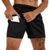 image:imageLzzidou Mens Swim Trunks 5 Inch Inseam with Compression Liner Quick Dry Bathing Suit Board Shorts SwimsuitBlack
