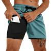 image:imageLzzidou Mens Swim Trunks 5 Inch Inseam with Compression Liner Quick Dry Bathing Suit Board Shorts SwimsuitBlue
