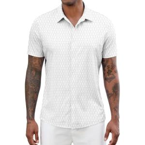 image:imageLzzidou Mens Short Sleeve Button Down Shirts Business Casual Wrinkle Free Dress ShirtWhite