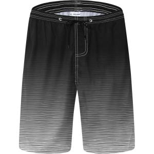 image:imageMens Swim Trunks Quick Dry Board Shorts with Mesh Lining Breathable Fit Hawaii Beach Shorts Swimwear Bathing SuitsBlack White Stripe
