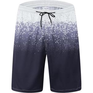 image:imageMens Swim Trunks Quick Dry Board Shorts with Mesh Lining Breathable Fit Hawaii Beach Shorts Swimwear Bathing SuitsNavy White Gradient