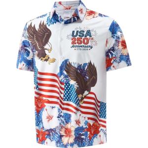 image:imageMens Casual Button Down Shirts Regular Fit Short Sleeve Hawaiian Shirt for MenAmerica 250 Yearsc