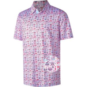 image:imageMens Golf Shirt Short Sleeve Dry Fit Print Moisture Wicking Performance Patterns Collared Polo ShirtFathers Day