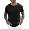 image:imageLzzidou Mens Short Sleeve Henley Shirt  Slim Fit Casual 2Button Placket TShirts 95 Cotton StretchBlack