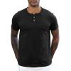 image:imageLzzidou Mens Short Sleeve Henley Shirt  Slim Fit Casual 2Button Placket TShirts 95 Cotton StretchBlack