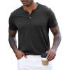 image:imageLzzidou Mens Short Sleeve Henley Shirt  Slim Fit Casual 2Button Placket TShirts 95 Cotton StretchDark Ash Grey