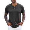 image:imageLzzidou Mens Short Sleeve Henley Shirt  Slim Fit Casual 2Button Placket TShirts 95 Cotton StretchDark Ash Grey