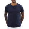 image:imageLzzidou Mens Short Sleeve Henley Shirt  Slim Fit Casual 2Button Placket TShirts 95 Cotton StretchNavy