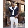 image:imageLzzidou Mens Short Sleeve Henley Shirt  Slim Fit Casual 2Button Placket TShirts 95 Cotton StretchNavy