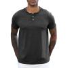 image:imageLzzidou Mens Short Sleeve Henley Shirt  Slim Fit Casual 2Button Placket TShirts 95 Cotton StretchDark Ash Grey