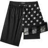 image:imageFT FENTENG Mens Swim Trunks with Compression Liner 9 Big and Tall Board Shorts 2 in 1 Quick Dry Long Swimwear Bathing SuitsBlack Flagc